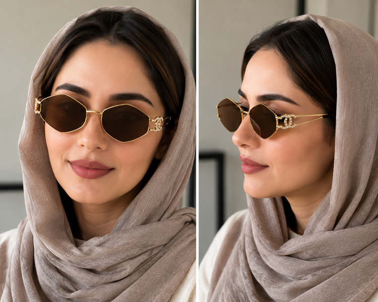 عینک آفتابی زنانه فریم فلزی نگیندار کد ۵۰۲۳| UV400 | یونیسکس